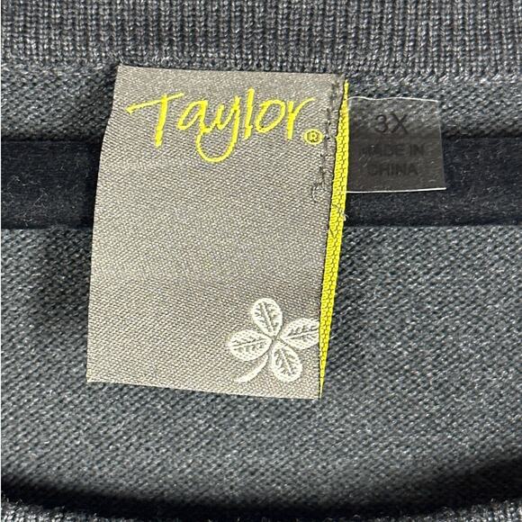 Taylor Chevron Scoop Neck Sweater Dress Tie Waist Midi Brown Plus Size 3X Office - Picture 10 of 16